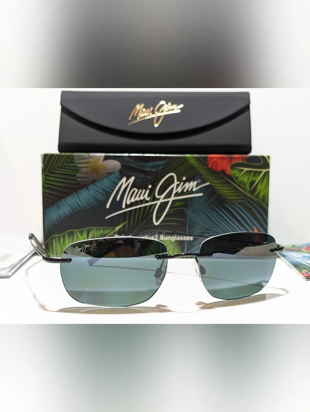 NEW Maui Jim Nanea Gloss Black Polarized Neutral Grey Lens Sunglasses 332-02